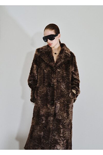 MANGO Woman Dokulu kürk görünümlü palto