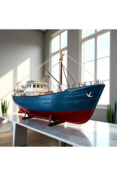 ESİ WOOD ART 88 CM - El Yapımı Ahşap Nordkap 476 Balıkçı Teknesi Maketi – Akd...