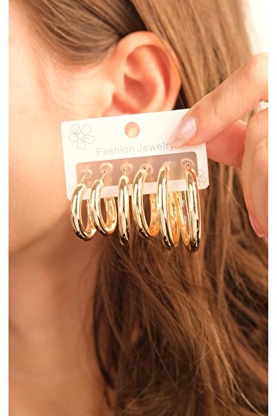 Jack Ferrero Kadın Çoklu Altın Kaplama Küpe Seti