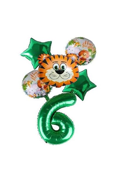 İSTOÇ PARTİ مجموعة بالونات من رقائق النمر على شكل نجمة خضراء للأطفال بعمر 6 س...