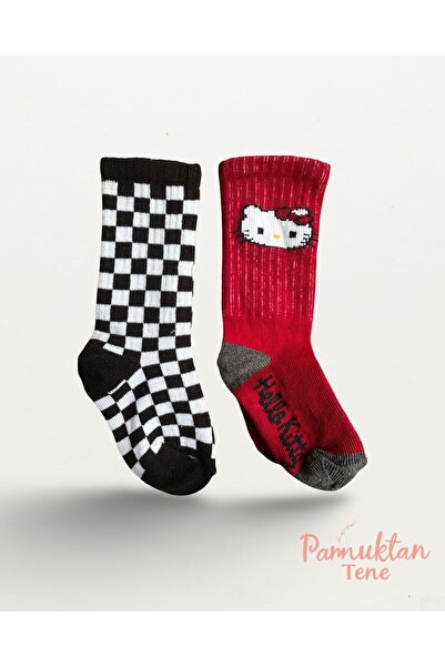Pamuktan Tene 2 ÇİFT KIZ BEBEK PAMUKLU DİZALTI ÇORAP 6/12 Ay