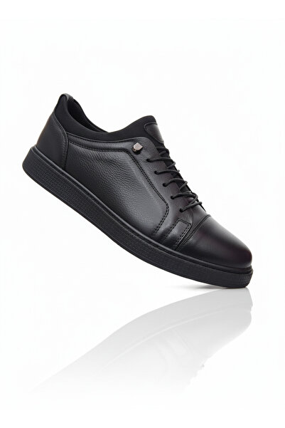 Elit ATC 1301 Siyah Hakiki Deri Ortopedik Taban Rahat Mevsimlik Erkek Ayakkabı