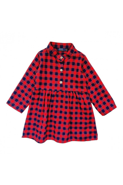 Miniworld Plaid shirt dress, thick cotton, age 2-3 years, 98 cm, Red