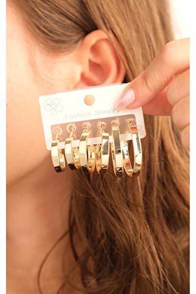 Jack Ferrero Kadın Çoklu Altın Kaplama Küpe Seti