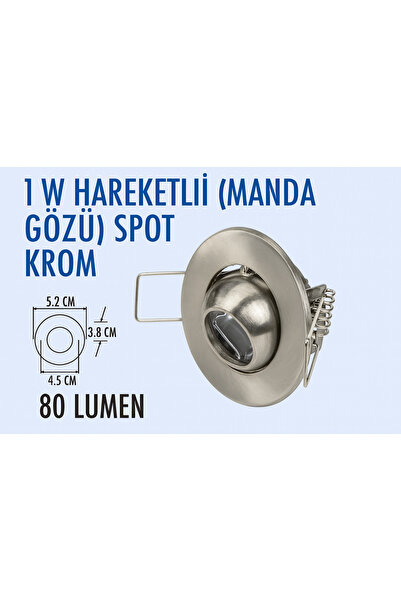 Lampist 1w Hareketli Manda Gözü Krom Spot Kırmızı Kırmızı