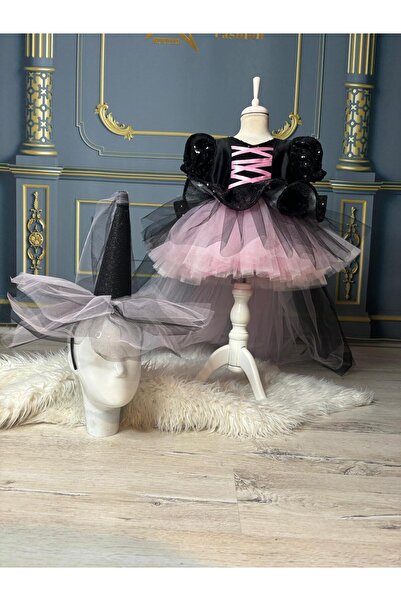 Star Kids Costum de vrăjitoare scurt roz pentru fetiță, costum de petrecere p...