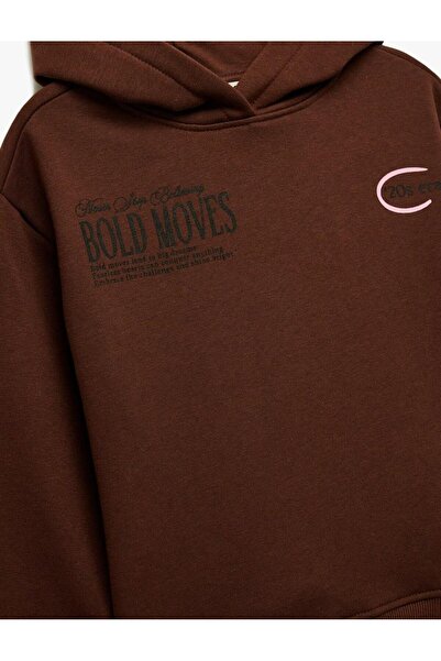 Koton Hanorac cu mânecă lungă din bumbac cu imprimeu supradimensionat Hanorac cu glugă tricou (AW 25)