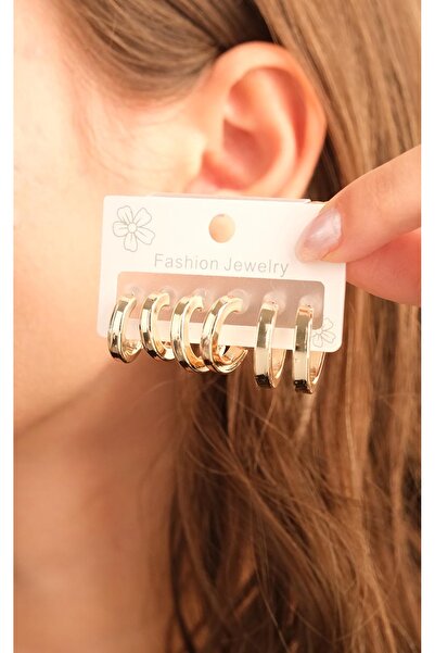 Jack Ferrero Kadın Çoklu Altın Kaplama Küpe Seti