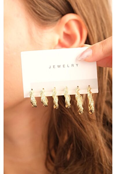 Jack Ferrero Kadın Çoklu Altın Kaplama Küpe Seti