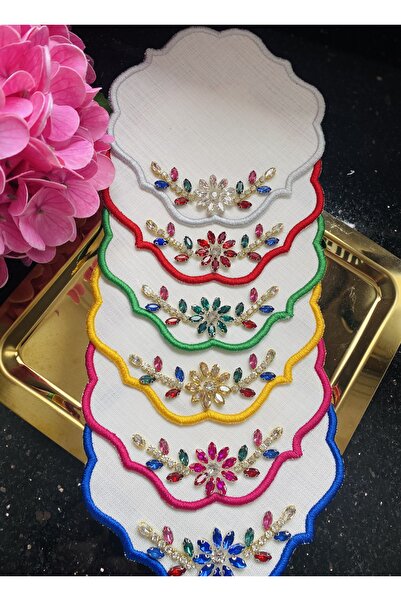 ELÇİÇEK HOME Presentation Napkin, Cocktail Napkin, Luxury Stone Coffee Side Presentation Napkin 6 Pieces