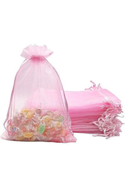 OEM Set de 100 pungi din organza, 10x12 cm, roz