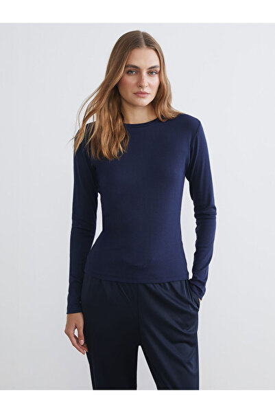 LC Waikiki Navy Blue Crew Neck Women's Bodysuit