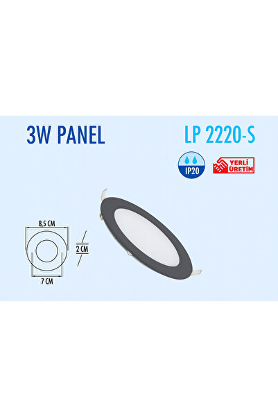 Lampist 3w Siyah Kasa Sıva Altı Slim Panel Led 3000k Siyah