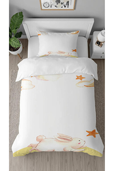 GREENDECOR طقم غطاء لحاف أطفال أنيق بتصميم خاص مطبوع رقميًا بنمط أرنب لطيف بد...