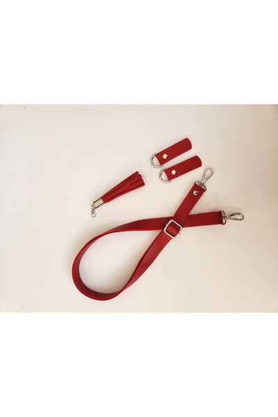 FERİHA HOBİ AKSESUAR Leather Adjustable Strap - Bow - Tassel Set of 3 Silver Detail
