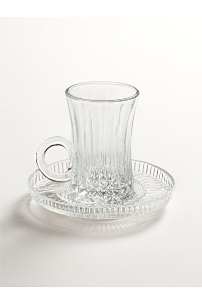 ZÜRİH COLLECTİON KRİSTAL 6 PARÇA KULPLU ÇAY BARDAĞI VE KRİSTAL ÇAY TABAĞI 6 PARÇA