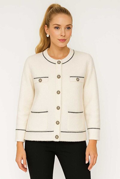 gigigiyim Buttoned Front Fuzzy Plush Women's Cardigan