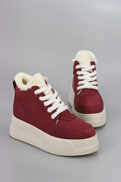 kajal ayakkabı Frm 034 Fur Detail Lace up Boots