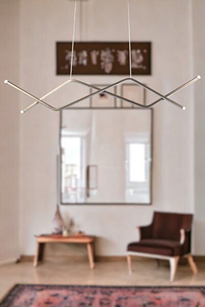 Luzarana Utku Modern Tasarım Kahverengi Yemek Masası Üstü - Mutfak - Salon Beyaz Led 2 Li Avize