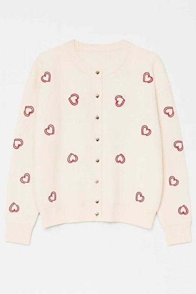 gigigiyim Women's Cardigan with Heart Detail