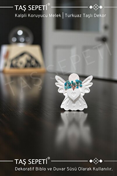 TAŞ SEPETİ Turkuaz Taşlı Koruyucu Melek Biblo & Duvar Süsü | El Yapımı Figür ...