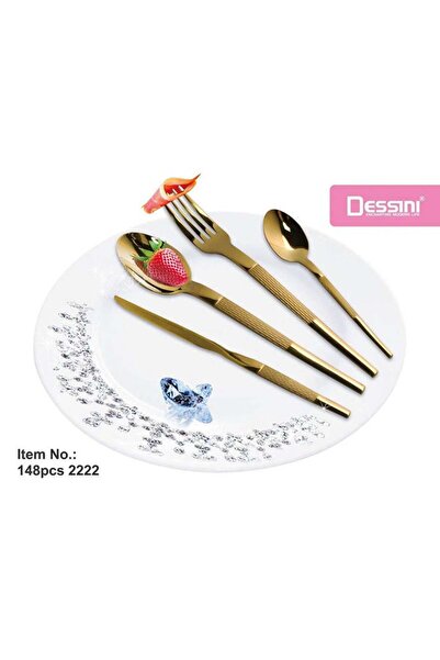 Dessini مجموعة أدوات مائدة ذهبية مكونة من 148 قطعة