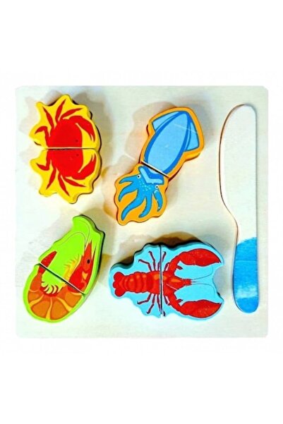 OEM Wooden puzzle with letters and numbers, turtle, educational set, 4 marine animals, 18x18x2cm