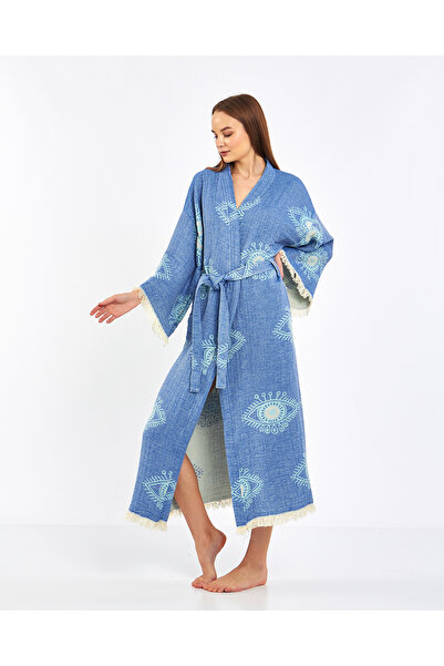PERAVES قفطان كيمونو بنقشة العين مع روب استحمام بيشتمال رويتشامبير