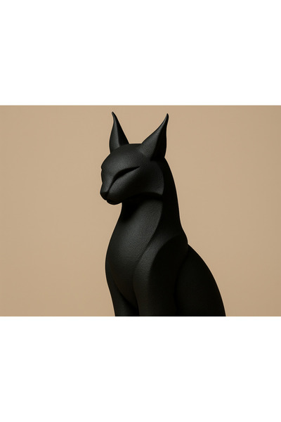 ECM HOME DESIGN Mysticat – Siyah Dekoratif Kedi Figürü (15cm) 3D BASKI