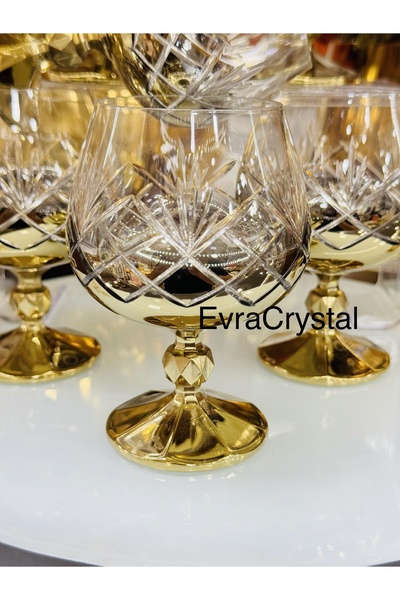 EVRA 6 Bohemia Gold Titanyum Ananas Model Kahve Yanı Su Bardağı 250cc