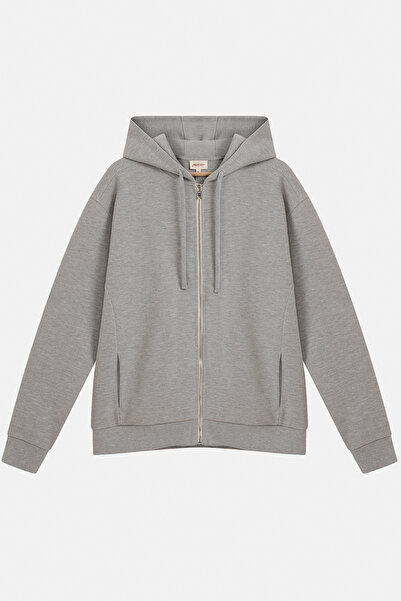 Vaneda Urbanwild Hoodie Fermuarlı Gri Melanj