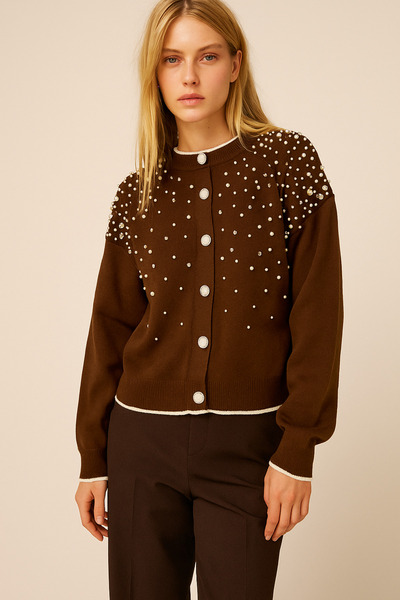 Mina Terzi&Butik Stone Work Knitwear Cardigan