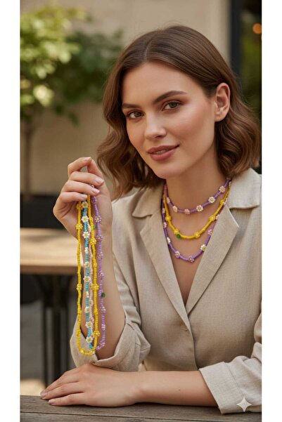 DenEs Life قلادة من خرز البابونج 3 قطع