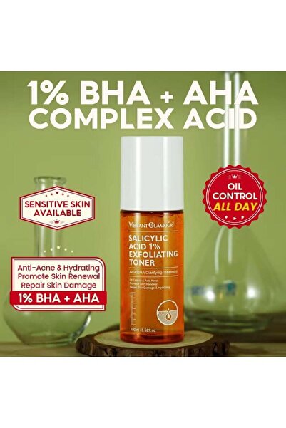 Vibrant Glamour Salicylic Acid 1% Exfoliating Toner (AHA/BHA) Clarifying Treatment