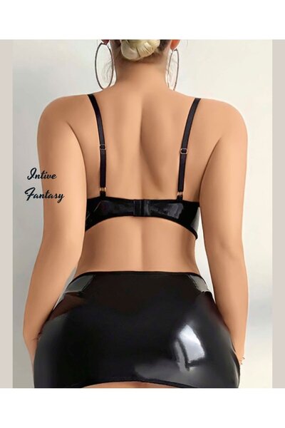 İntive Lingerie Intive Fantasy Shiny Fabric Lace-Up Detailed Bustier Skirt Set