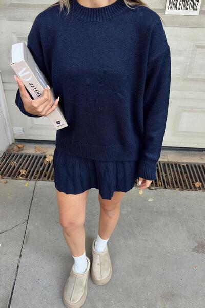 Swist Синя спідниця з воланами Paloma - светр з велосипедним коміром Жіночий трикотажний комплект