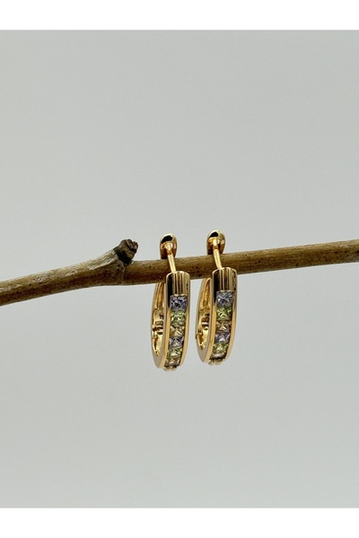 AUBRA حلقة أذن مرصعة بأحجار الزركون - مطلية باللون الوردي