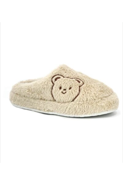 Home Women's Beige Teddy Bear Fluffy Winter House Slippers