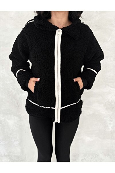 TİLLE Women's Fur-Lined Lamb Biker Lined Coat