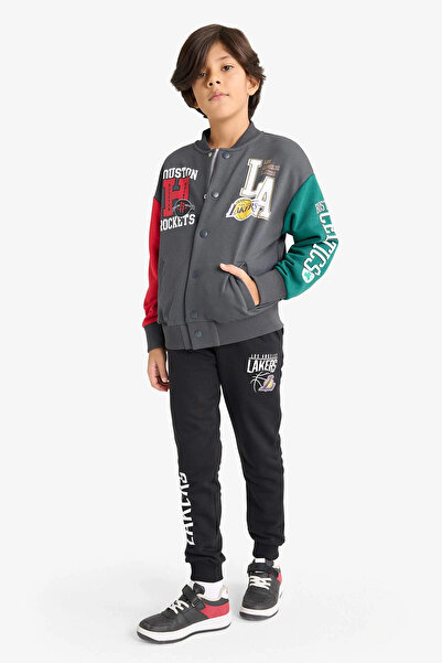 DeFacto F4088 Black Boys Nba Los Angeles Lakers Elastic Waist Jogger Sweatpants