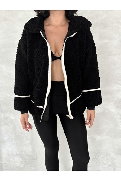 TİLLE Women's Fur-Lined Lamb Biker Lined Coat