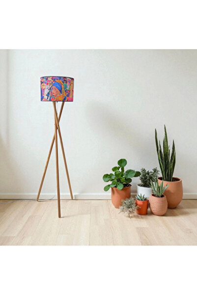 YULAMP HOME CONCEPT BOHEM TRİPOD AHŞAP AYAKLI DESENLİ BAŞLIKLI LAMBADER