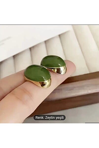 ORGANICYOU YIWU Boho-Şık Yeşil Zeytin Çivi Küpeler - 925 Gümüş Gönderi, Bakır, Günlük ve Tatil Kullanımı