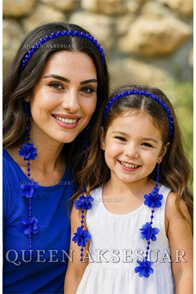 QUEEN AKSESUAR تاج مزدوج معلق مزين بالزهور والكريستال والخرز المعدني، تاج للم...