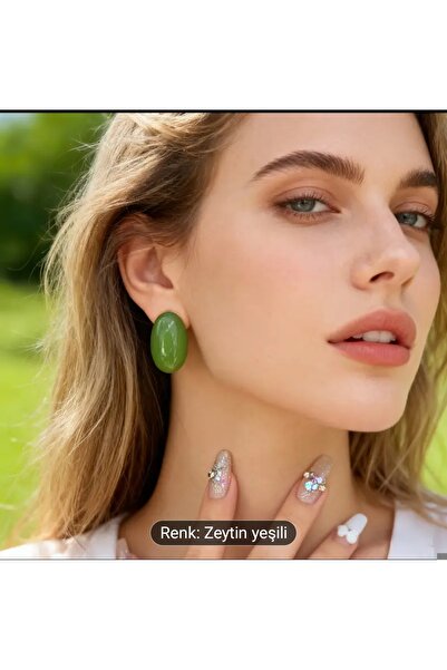 ORGANICYOU YIWU Boho-Şık Yeşil Zeytin Çivi Küpeler - 925 Gümüş Gönderi, Bakır, Günlük ve Tatil Kullanımı