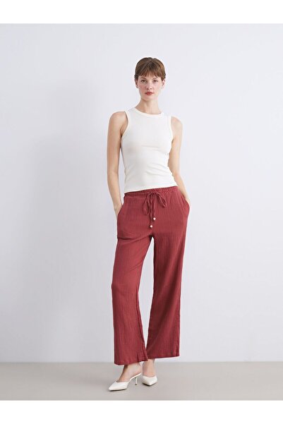 LC Waikiki Lcwaikiki Classic Elastic Waist Textured Muslin Women's Trousers