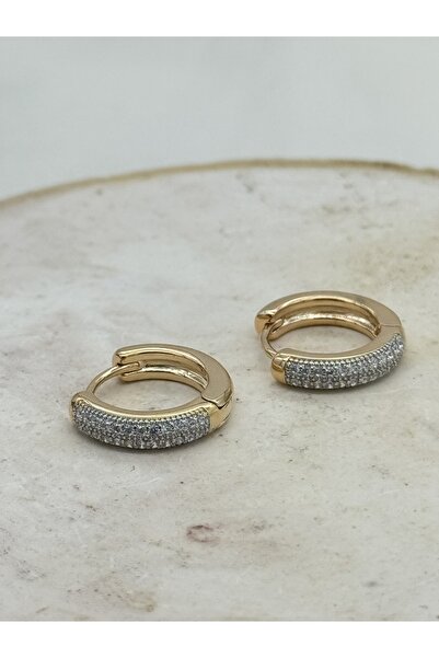 AUBRA أقراط مرصعة بأحجار الزركون - مطلية باللون الوردي