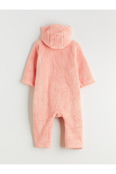 LC Waikiki Mercan Hooded Plush Baby Girl Romper