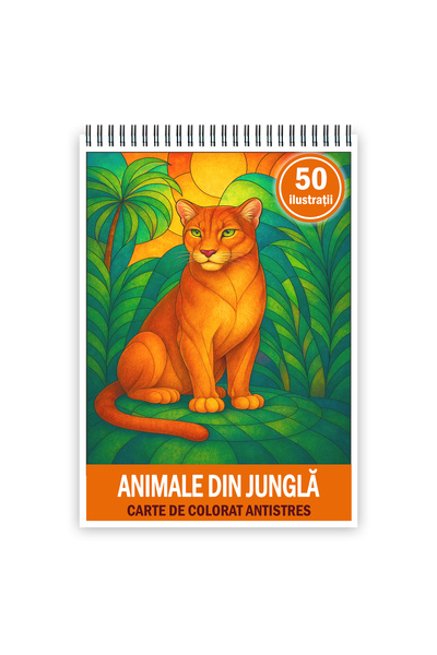 Legendary Gifts Carte de colorat, 50 de ilustrații Animale din junglă, Format: A5