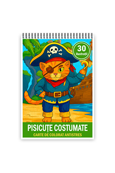 Legendary Gifts Carte de colorat, 30 de ilustrații cu pisoi costumați, Format: A5